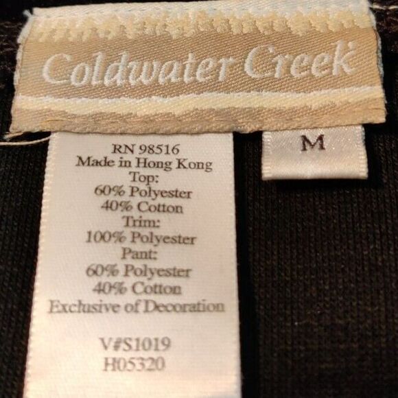 Coldwater Creek Womens Velvet‎ Floral Top Long Sleeve Black/Gray Size Medium - Picture 6 of 11